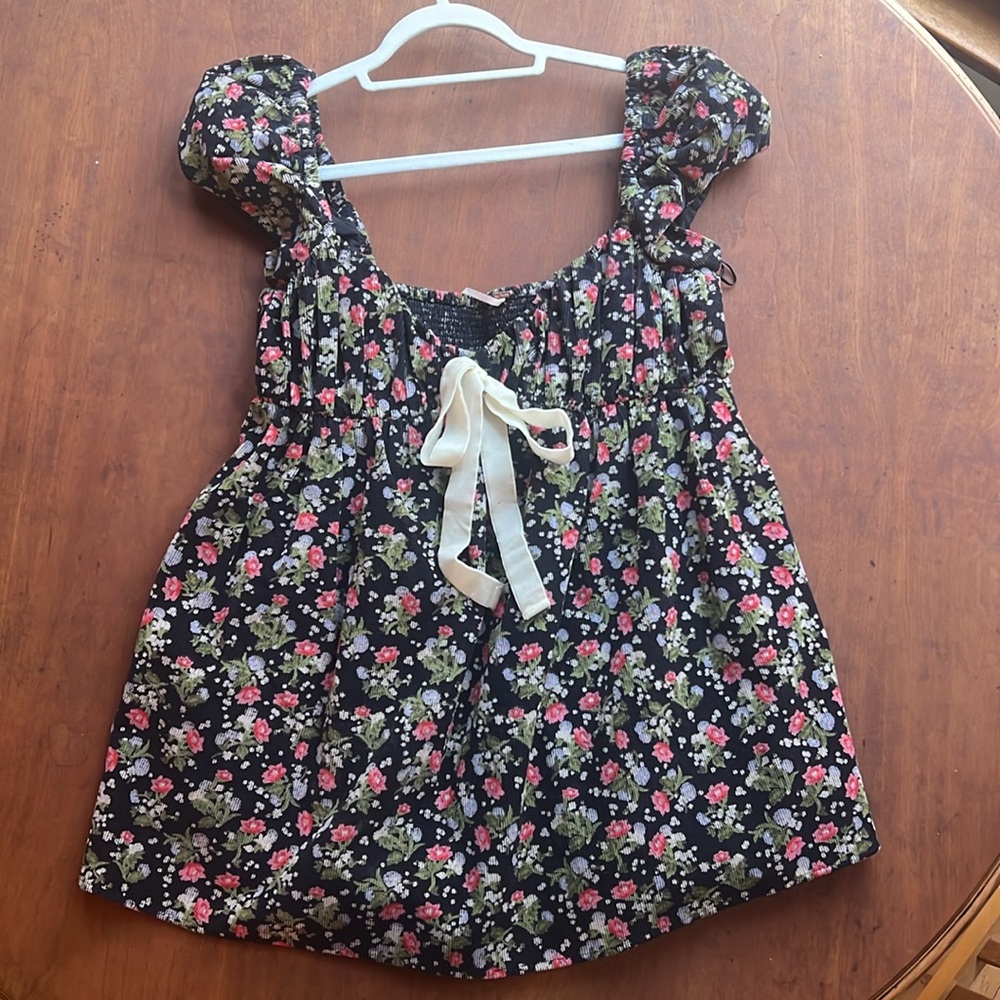 Free People Black Floral Mini Dress